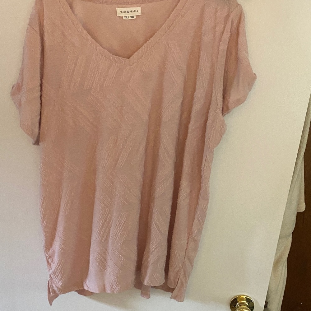 Pleasant Blush V-Neck Short Sleeve Tee by Peace@Pearls